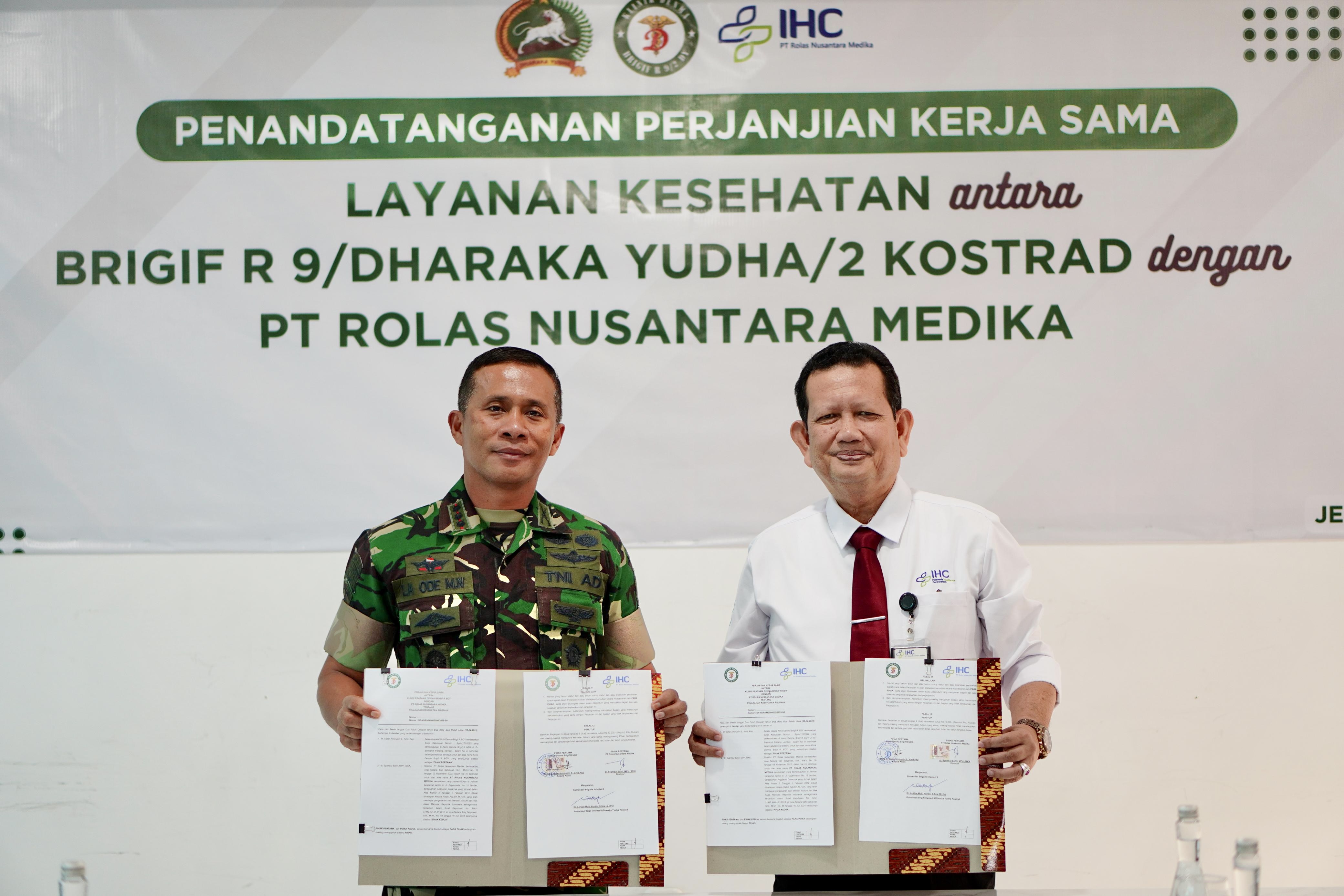 Klinik Pratama Denma Brigif R 9/9 dan PT Rolas Nusantara Medika Jalin Kerja Sama Pelayanan Kesehatan untuk Keluarga Prajurit